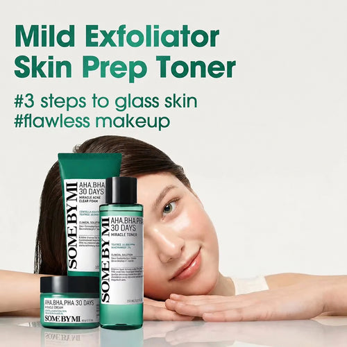 SOME by MI AHA-BHA-PHA 30 Days Miracle Acne Set (Toner, Cream, Acne Foam)Soothes Suitable for Oily Acne Sensitive Skina